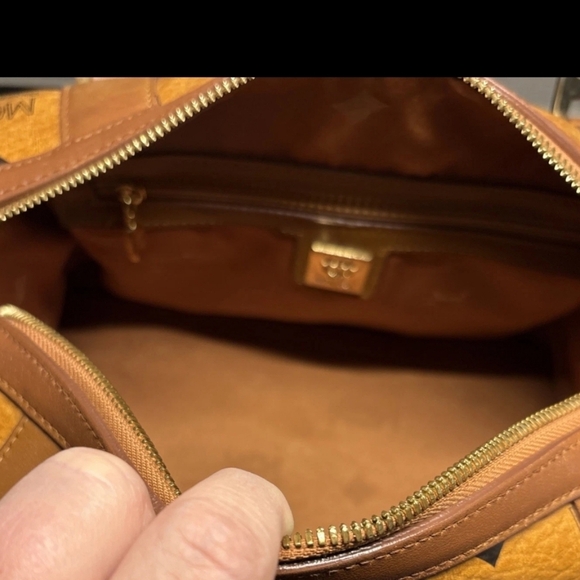Authentic MCM Cognac Boston Leather Satchel Handbag - Picture 11 of 15